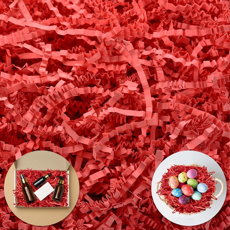 Darfukei Crinkle Paper Filler, Valentine's Day Shredded Paper For Gift Baskets 1/2LB (8 oz) Red for New Year's gift Baskets Grass, Crinkle Cut Papers Shred For Birthdays, Weddings,Boxes Bags, Basket Filler ,Anniversaries,Gift Wrapping - Image 1